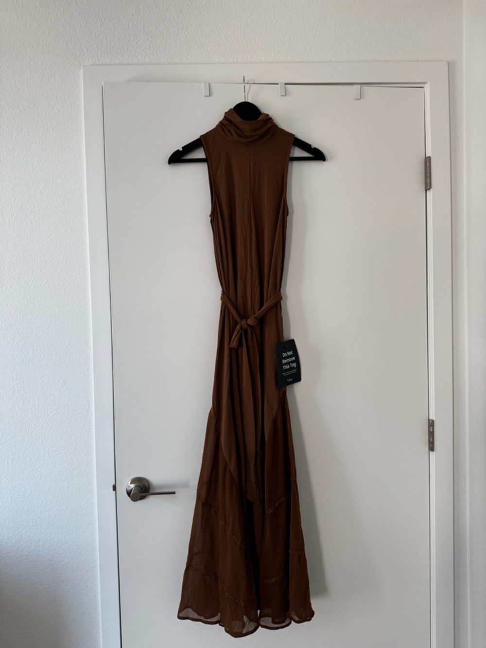Lulu's Sleeveless Chocolate Brown Maxi Dress with Waist Tie - Picture 3 of 7